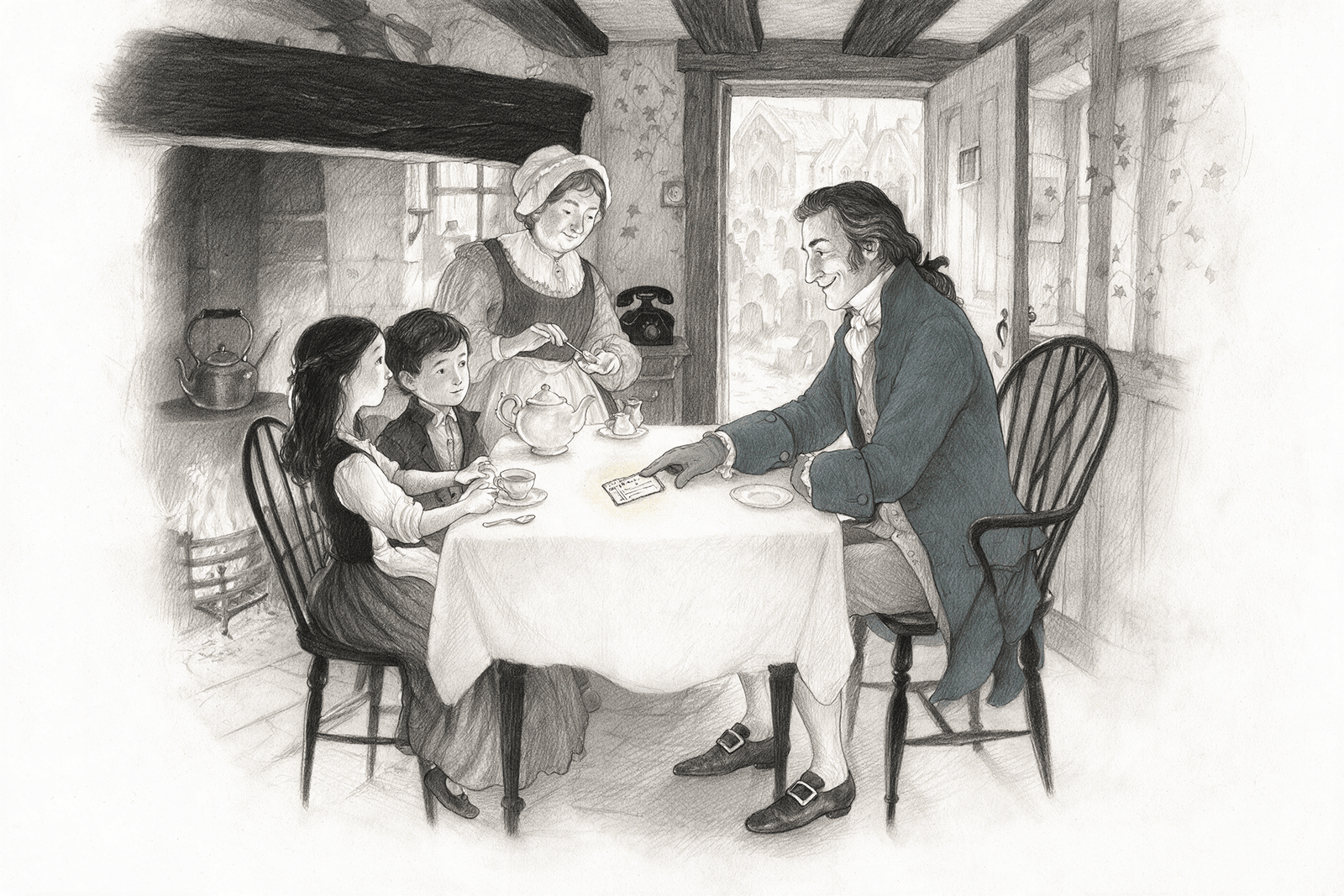 Pencil illustration: A Ticket Through Time